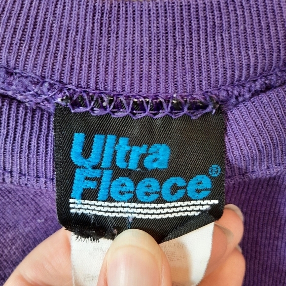 Vintage purple raglan sleeve graphic humor crewneck sweatshirt *DAMAGED* - Picture 8 of 11